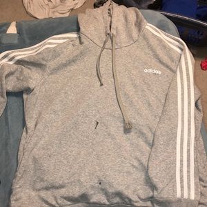 adidas grey striped hoodie